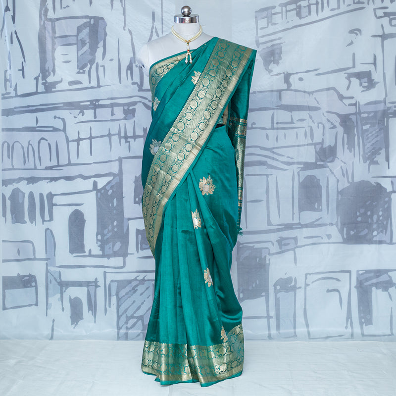 Banarasi Sami Katan Silk Saree in Sky Blue in Churu at best price by  Sampurna Boutique & Fashion - Justdial